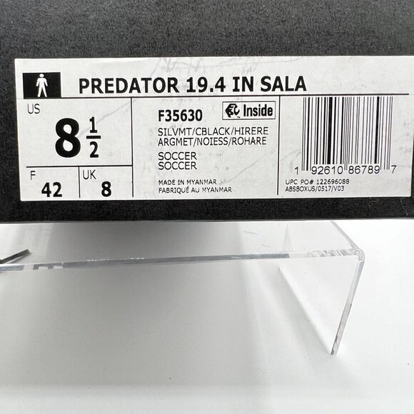adidas Predator 19.4 Sala J Indoor Soccer Shoes men 8.5 Metallic Silver Black - Picture 14 of 16
